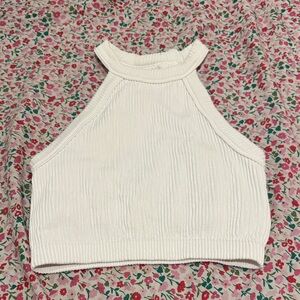 Aerie White Ribbed Crop Top